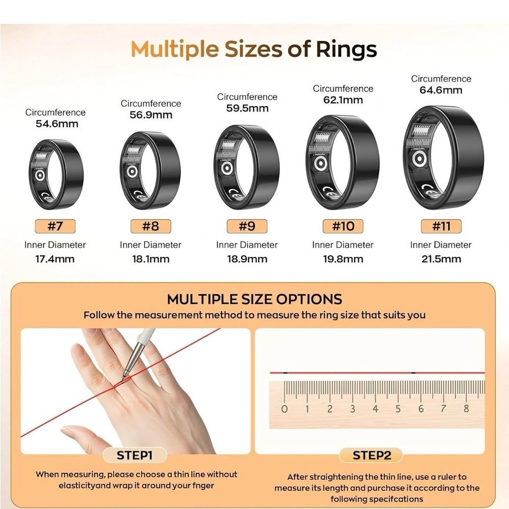 Smart Ring in Black Size 9 - Picture 5 of 8
